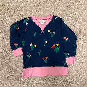 The Beaufort Bonnet Company Navy and Pink Kids Floral Sweatshirt